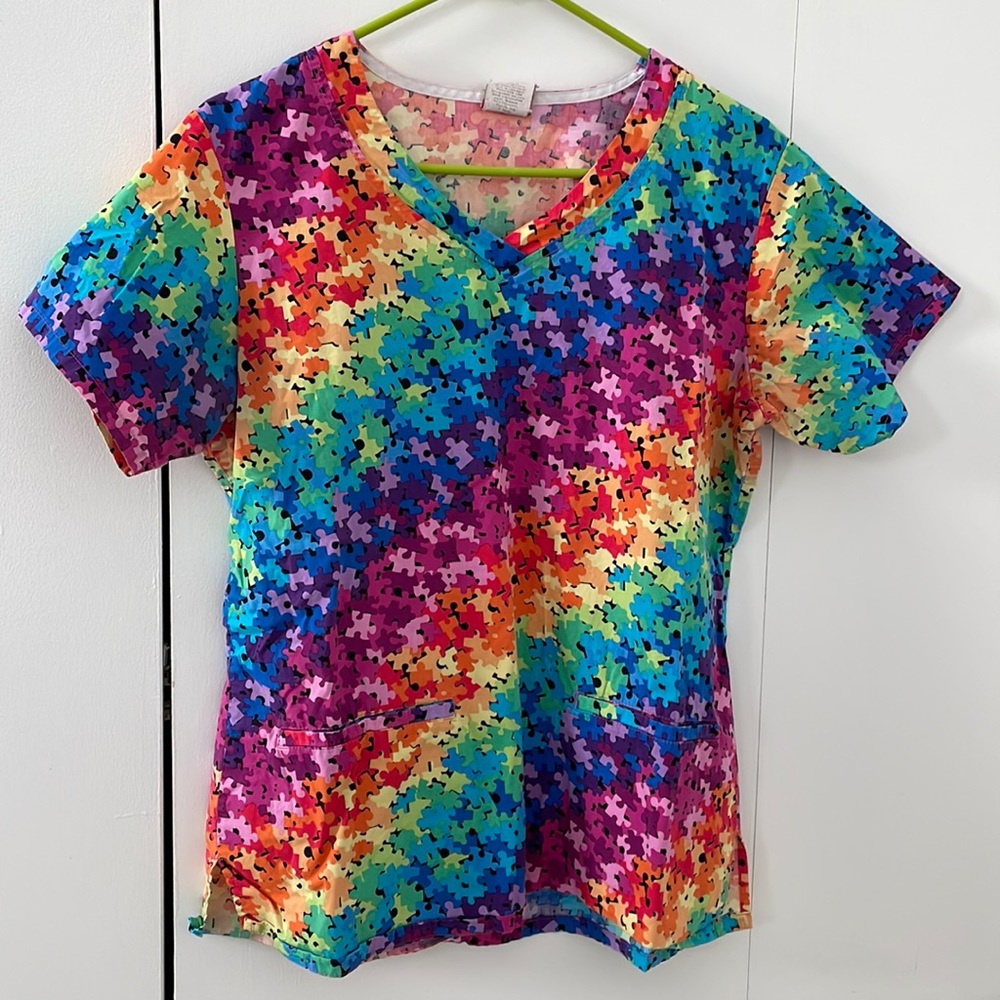 Autism awareness scrub top